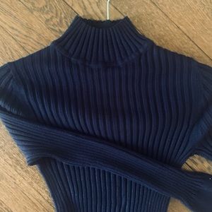 LOFT Black Ribbed Mock-turtleneck Size Medium